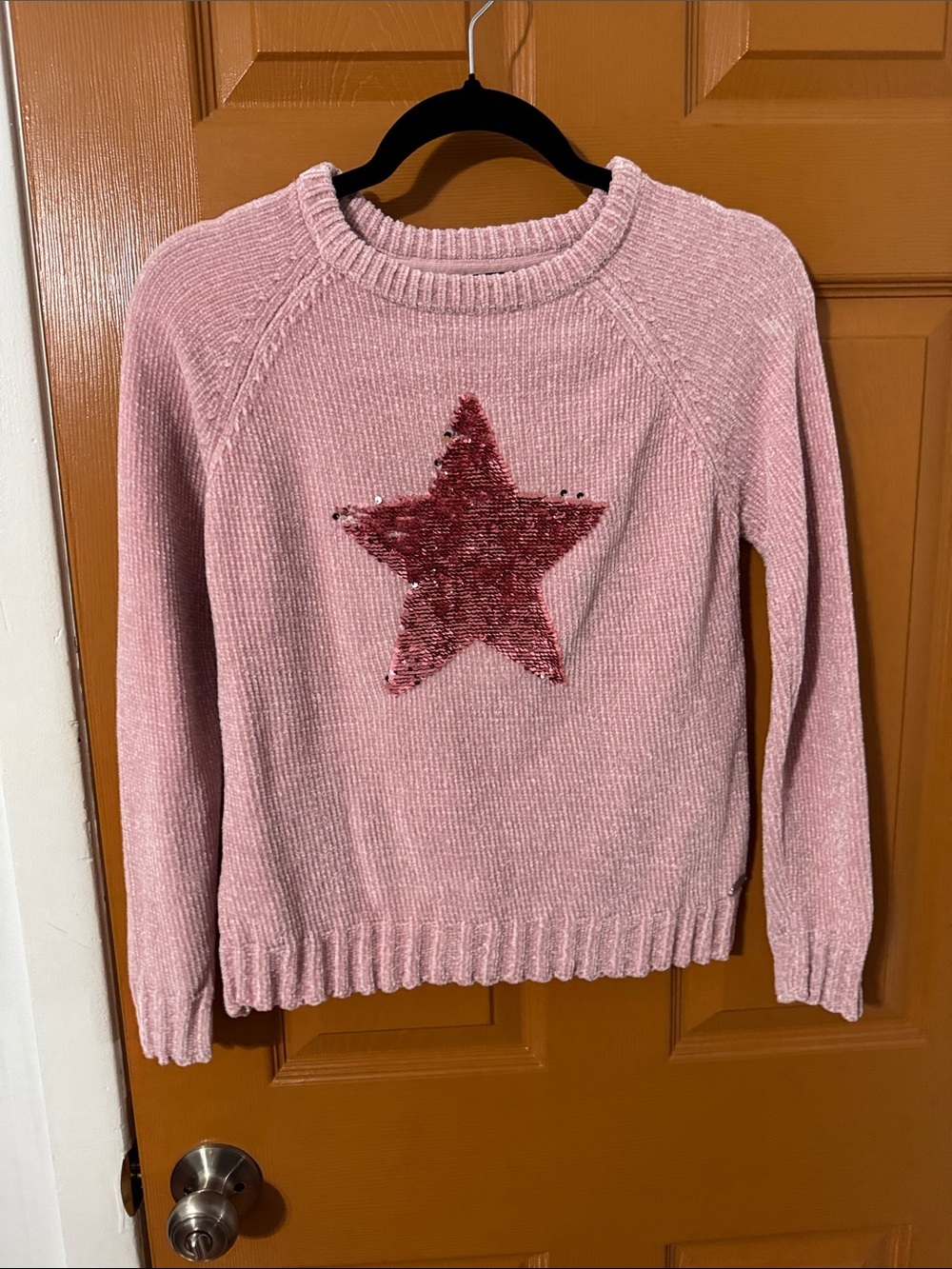 DKNY Pink Chenille Sweater with Sequin Star